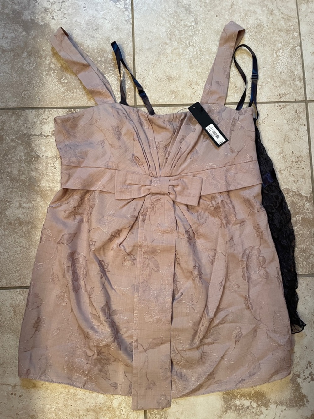 The Limited Tan Floral Bow-Front Camisole Plus Black Lace Camisole
